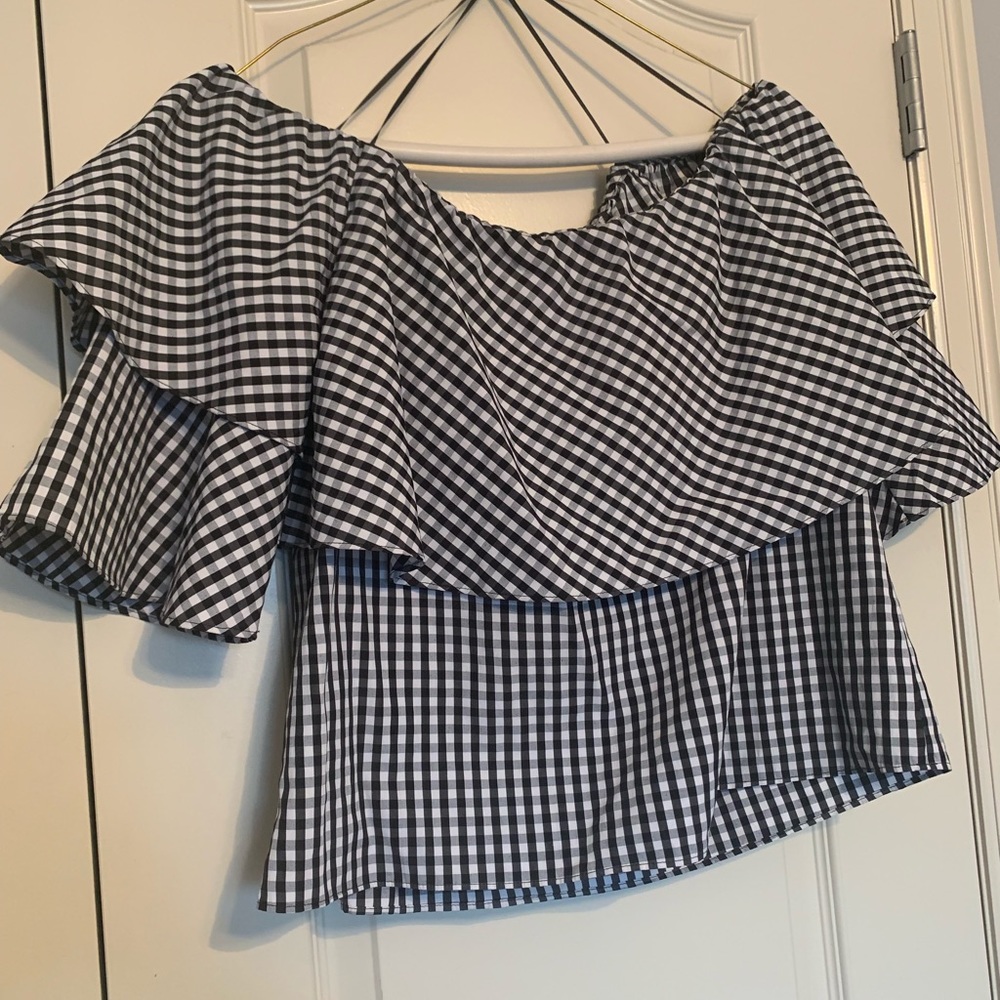 WAYF Gracie Off The Shoulder Gingham Top - Picture 5 of 7